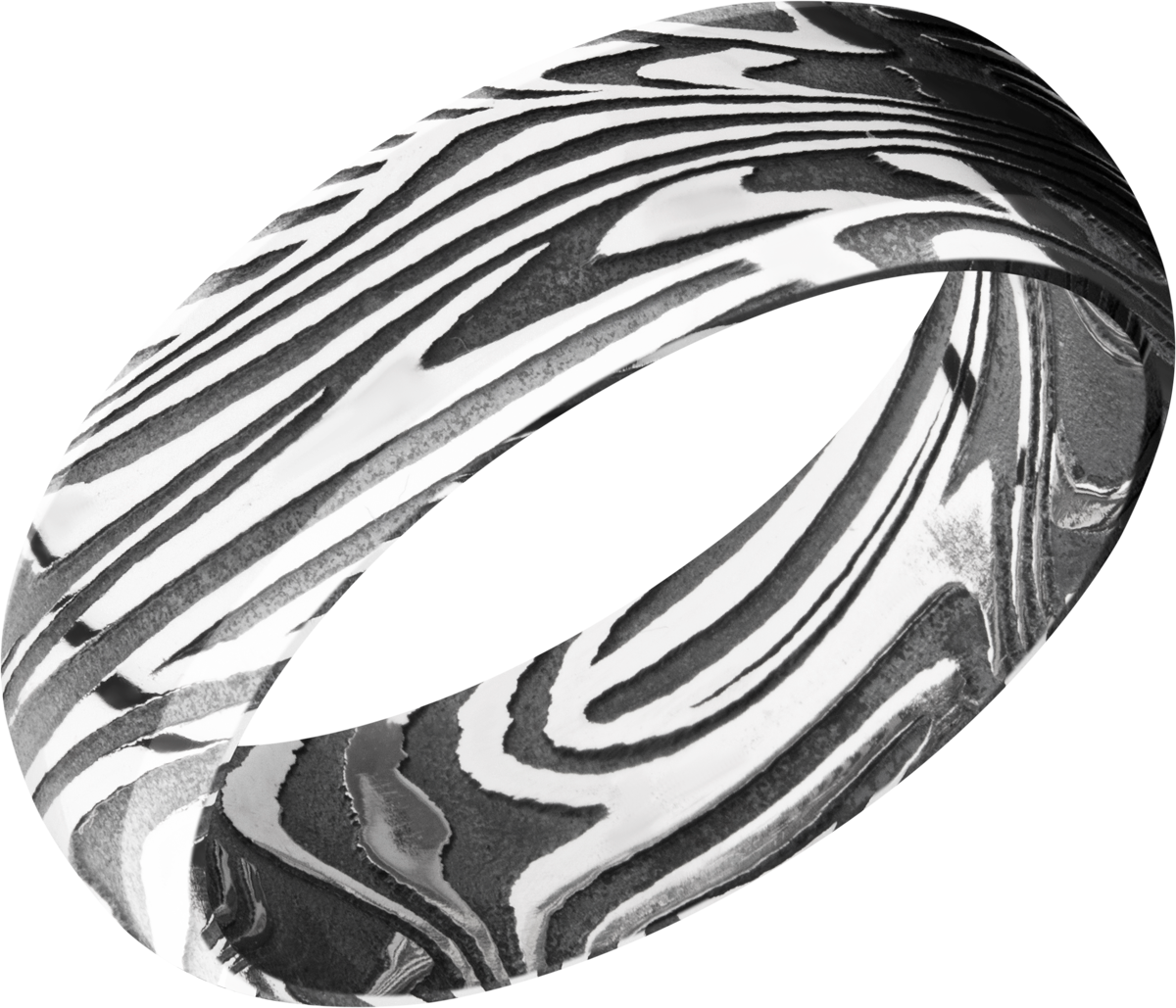 lashbrook damascus handmade 7mm sunset damascus steel domed band