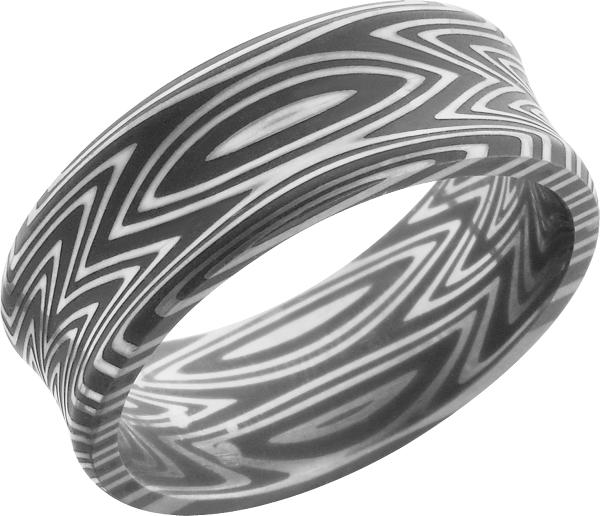 lashbrook damascus handmade 8mm zebra damascus steel band