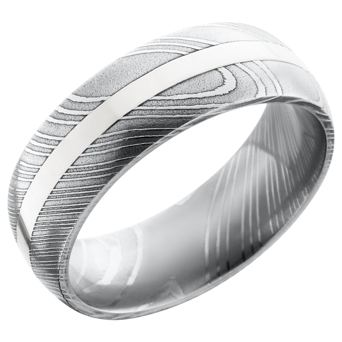 lashbrook damascus handmade 8mm damascus steel domed band