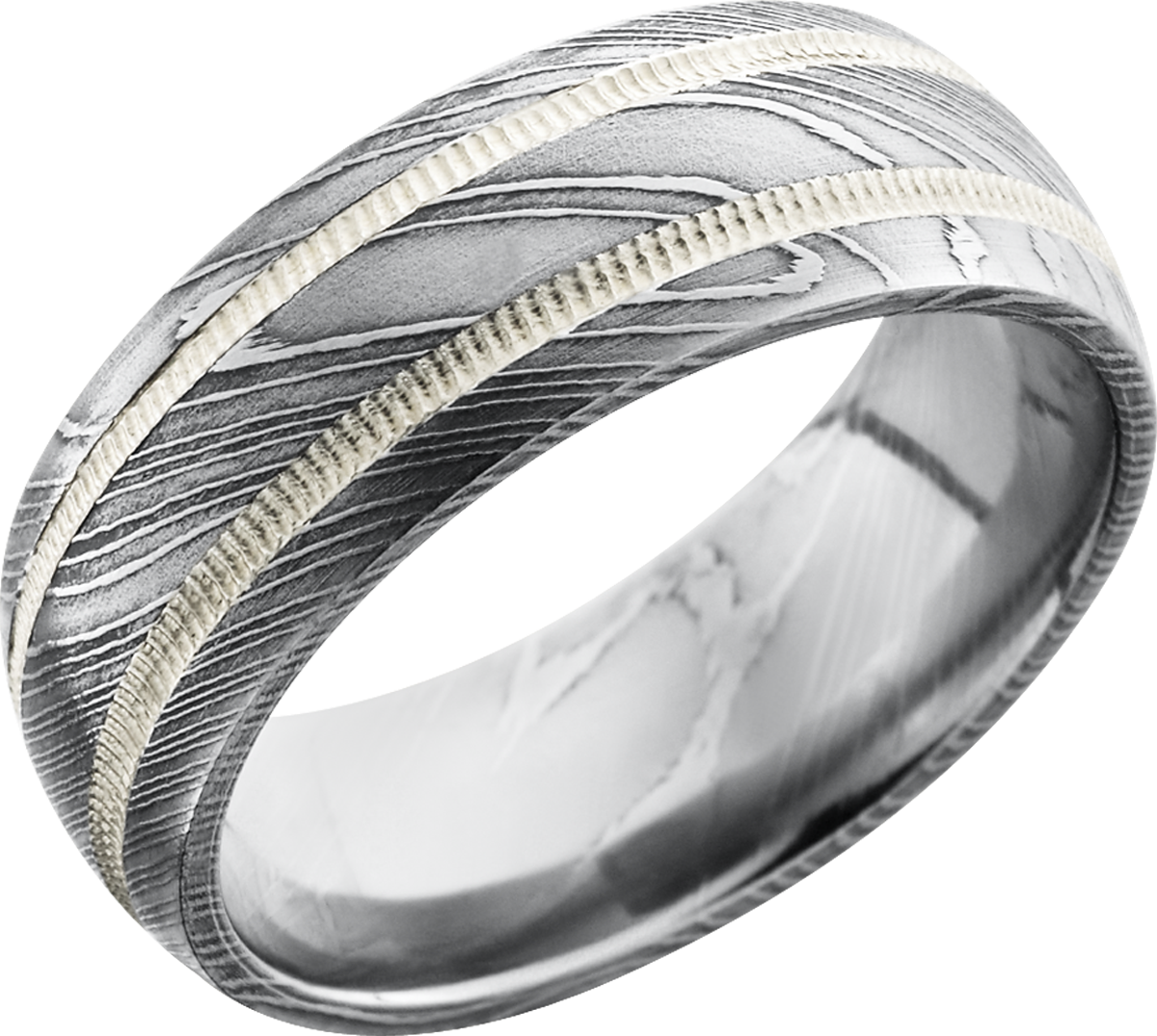 lashbrook damascus handmade 8mm damascus steel domed band