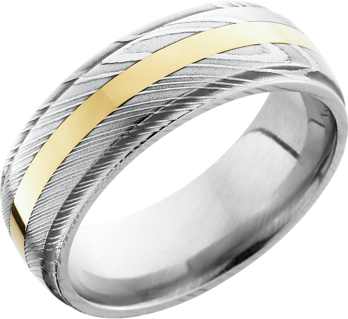 lashbrook damascus handmade 8mm damascus steel domed band