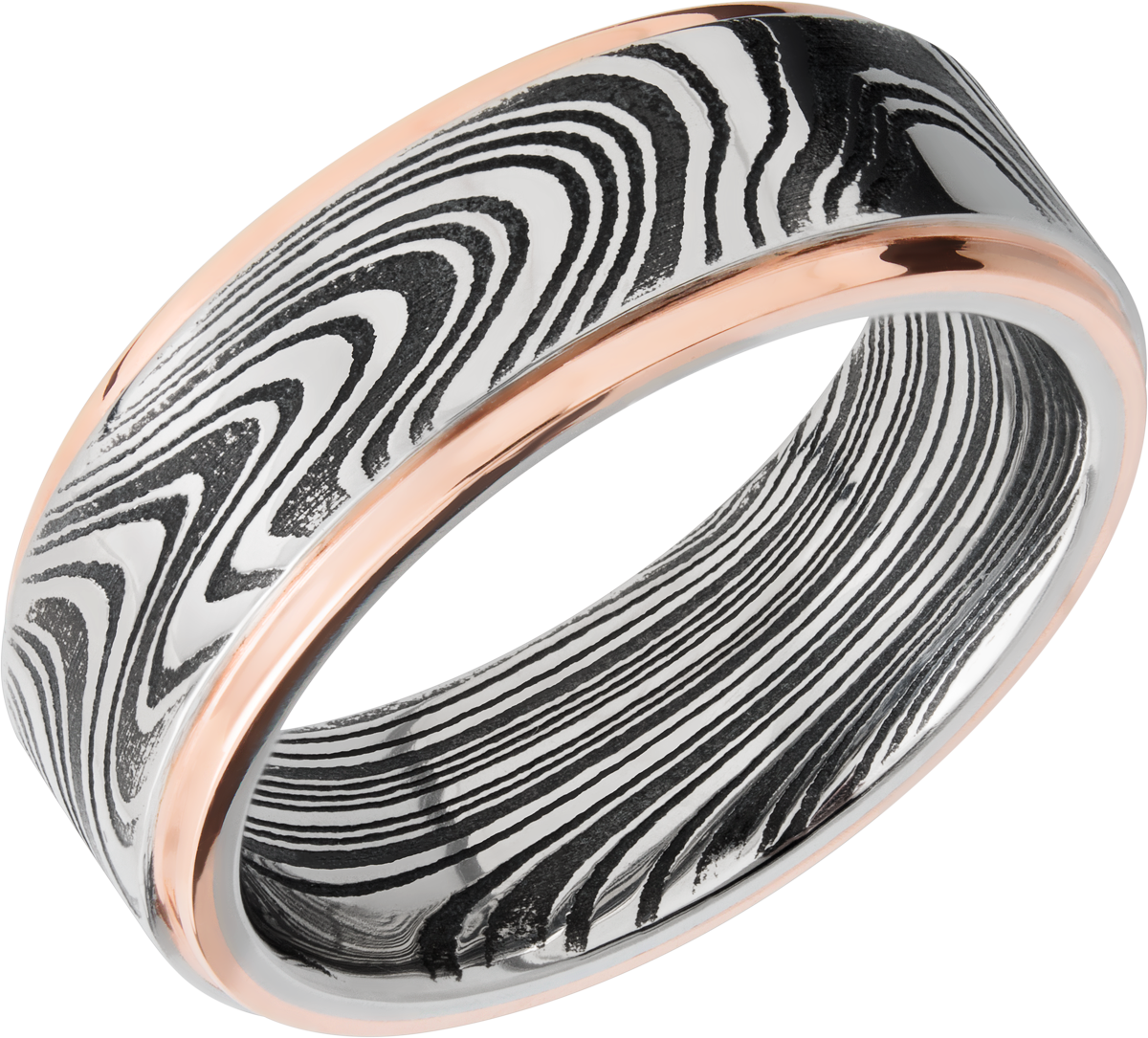 lashbrook damascus handmade 8mm marble damascus steel flat band