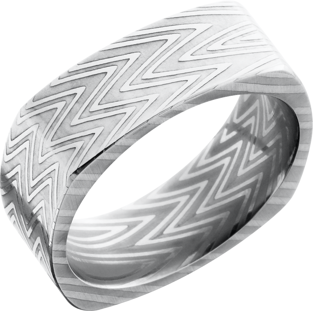 lashbrook damascus handmade 8mm zebra damascus steel flat square band