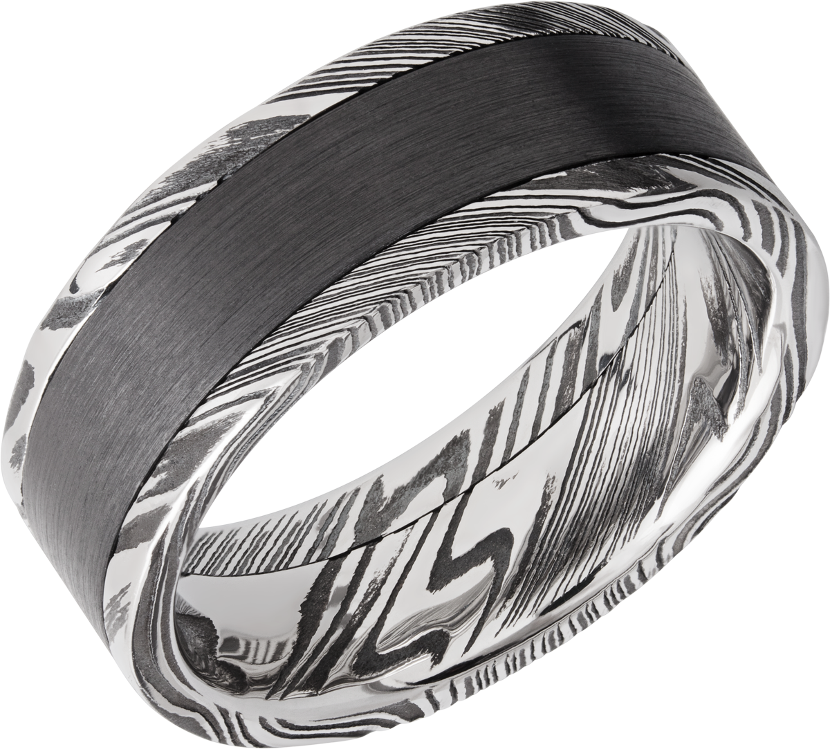 lashbrook damascus handmade 8mm  handmade woodgrain damascus steel flat band