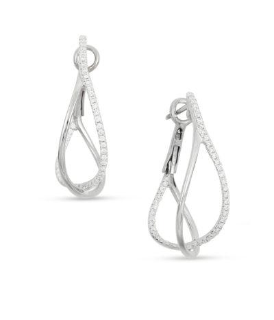 frederic sage diamond hoops white gold earrings e2403-w diamond crossover hoop earrings