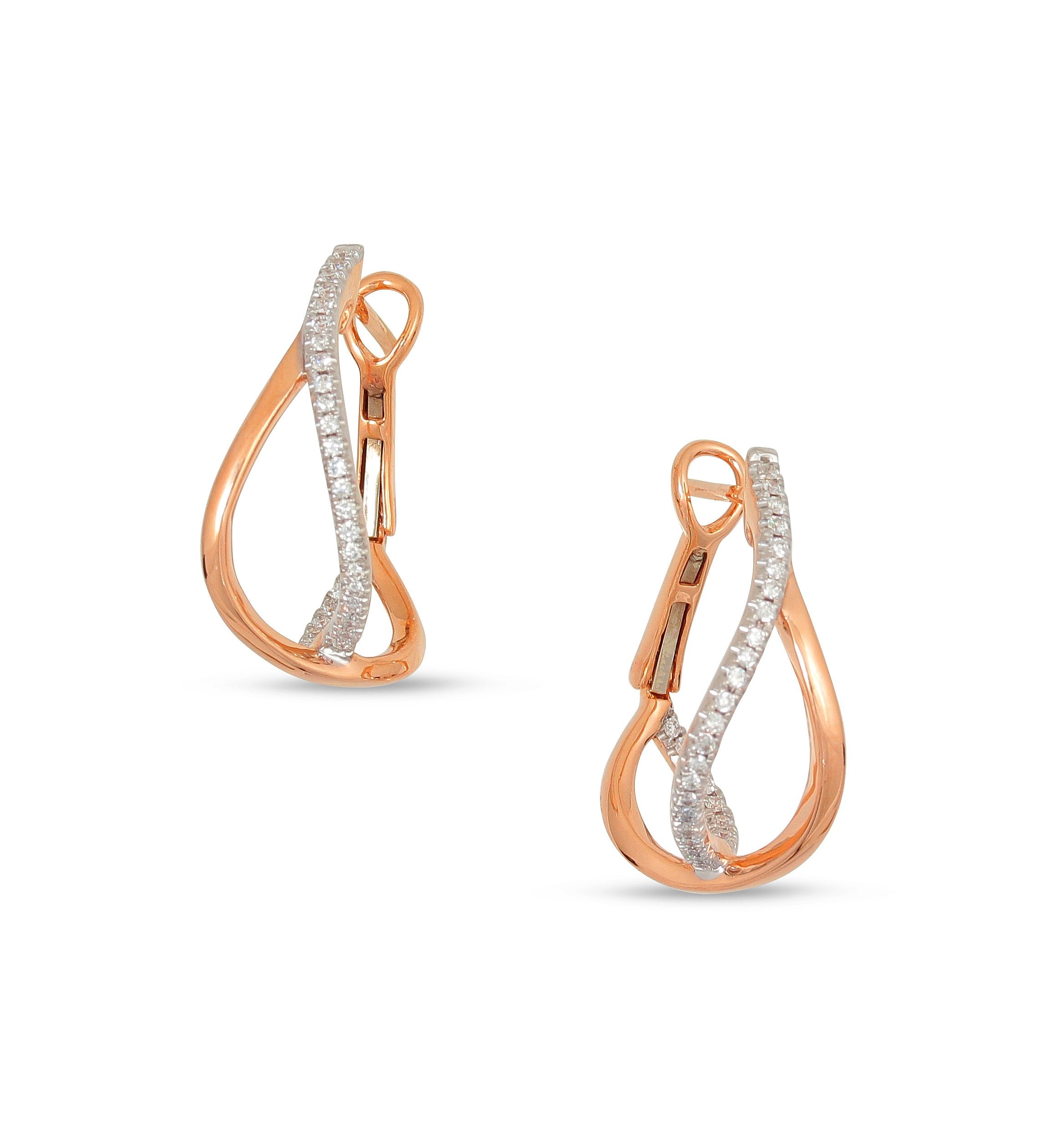 frederic sage diamond hoops rose gold earrings e2463-p rose gold crossover hoop earrings