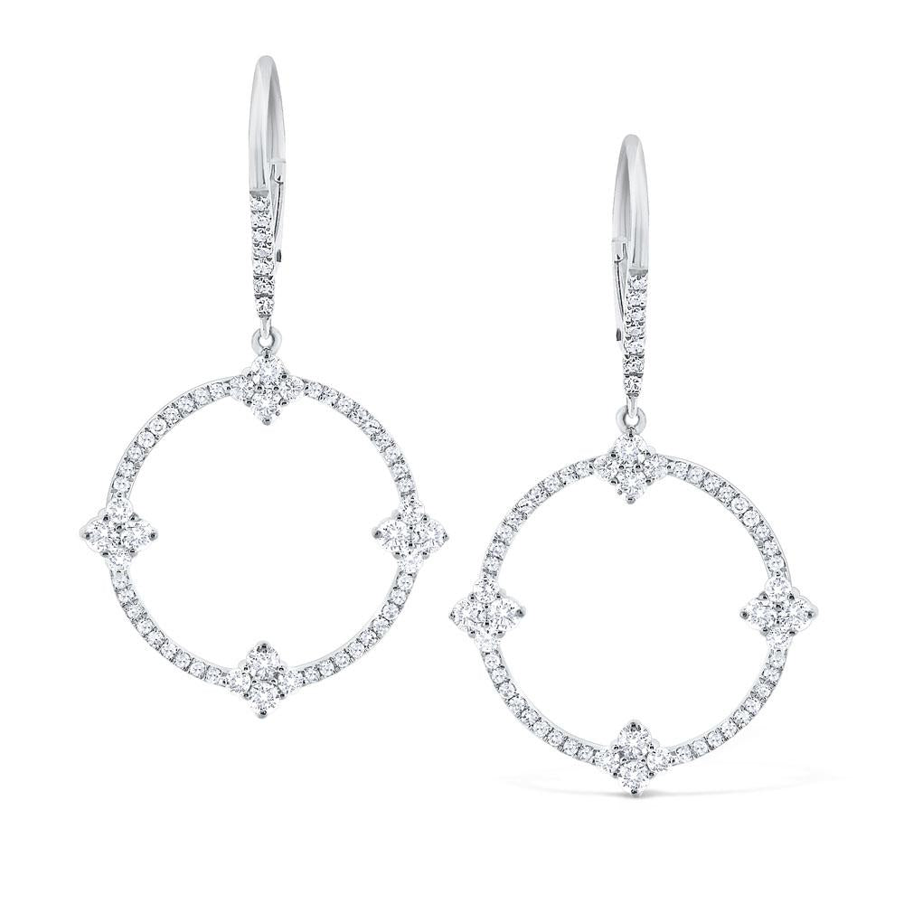 e5914 kc design diamond circular frame earrings set in 14 kt. gold
