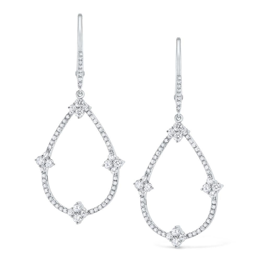 e5919 kc design diamond pear shaped frame earrings set in 14 kt. gold