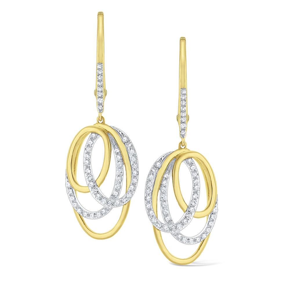 e5921 kc design diamond intertwined oval earrings set in 14 kt. gold