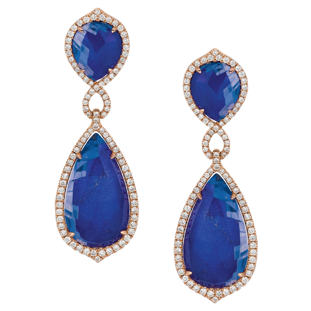 doves royal lapis collection 18k rose gold diamond earring E5934LP