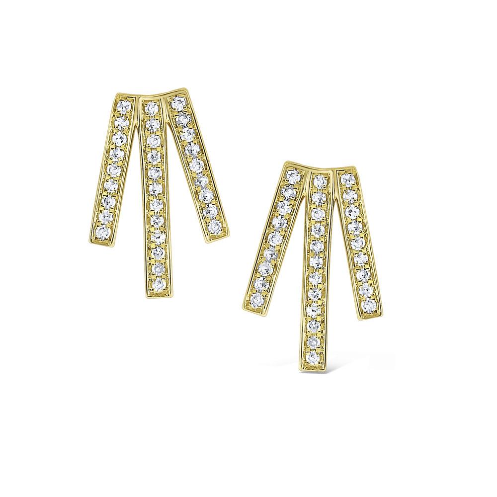 e6000 kc design diamond triple line earrings set in 14 kt. gold