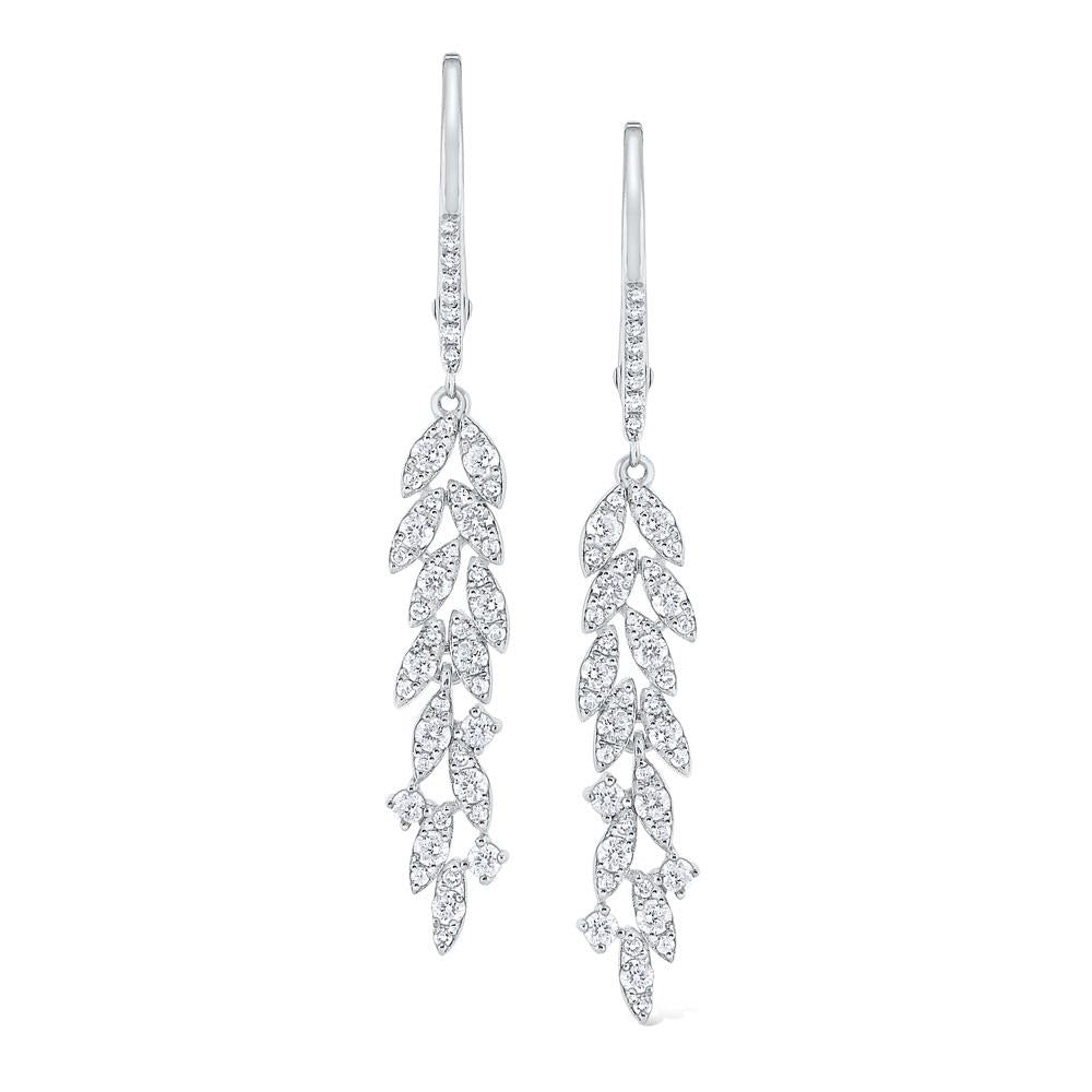 e6109 kc design diamond leaf drop earrings set in 14 kt. gold
