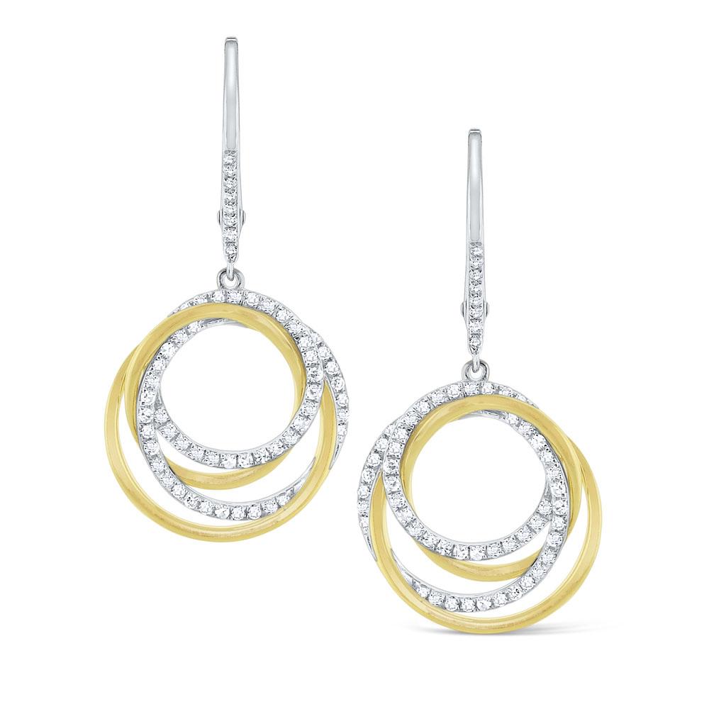 e6122 kc design diamond intertwined circle earrings set in 14 kt. gold