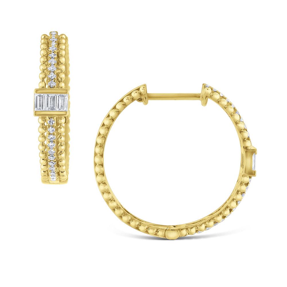 e6162 kc design diamond mosaic milgrain hoop earrings set in 14 kt. gold