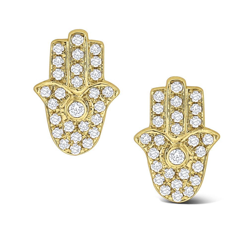 e6164 kc design diamond hamsa stud earrings set in 14 kt. gold