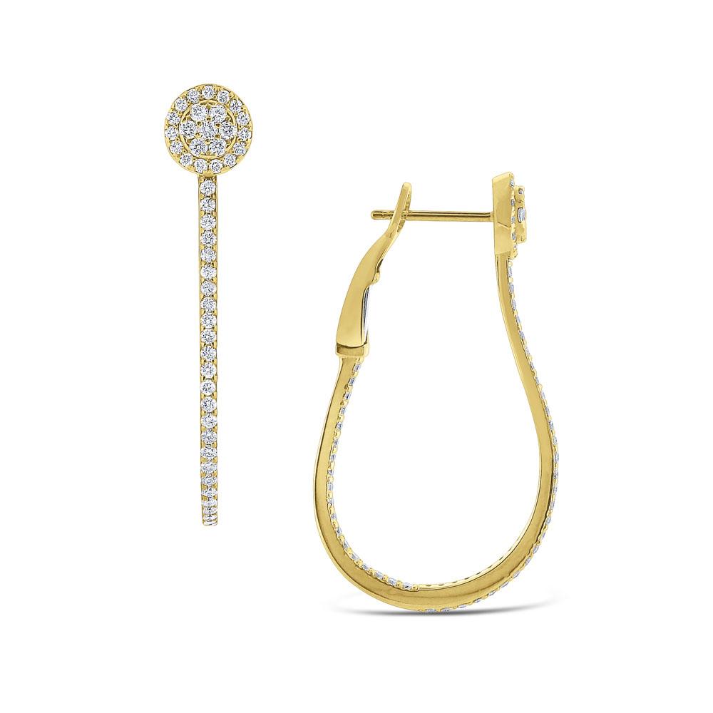 e6367 kc design diamond oblong hoop earrings set in 14 kt. gold