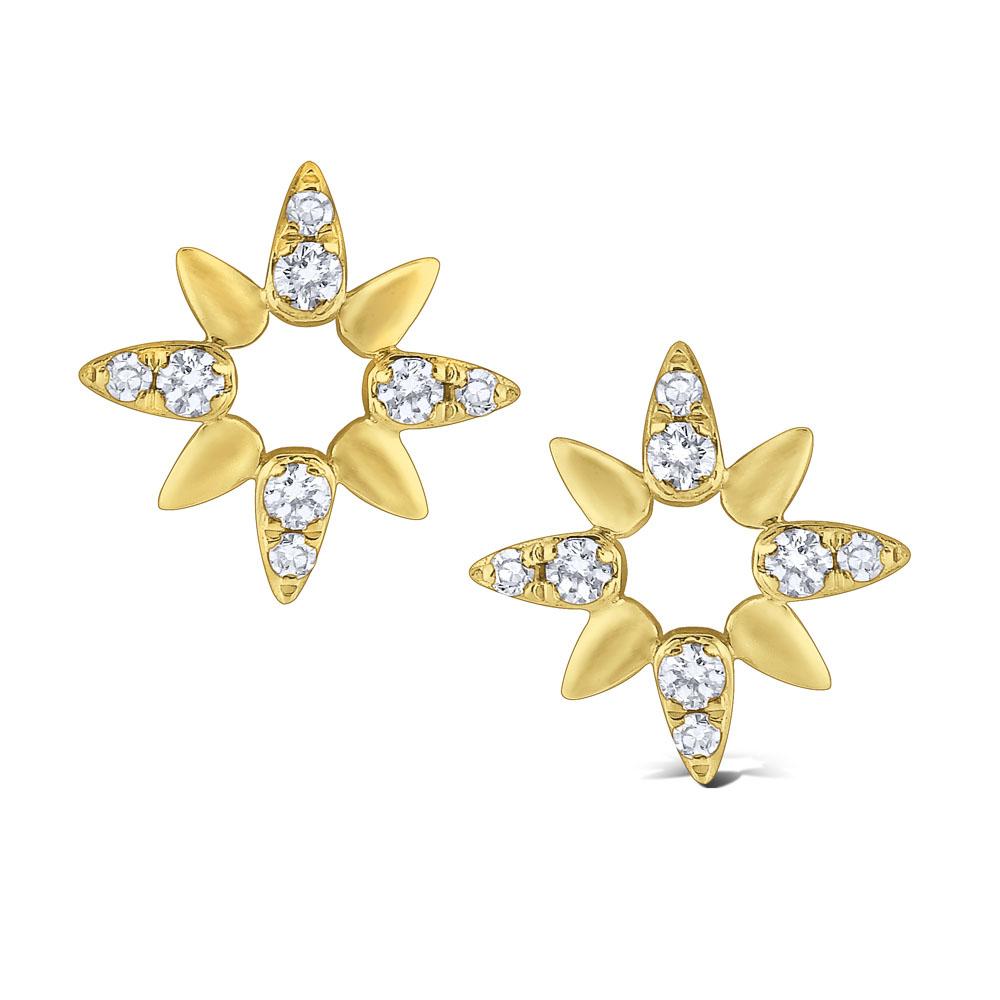 e6506 kc design diamond star stud earrings set in 14 kt. gold