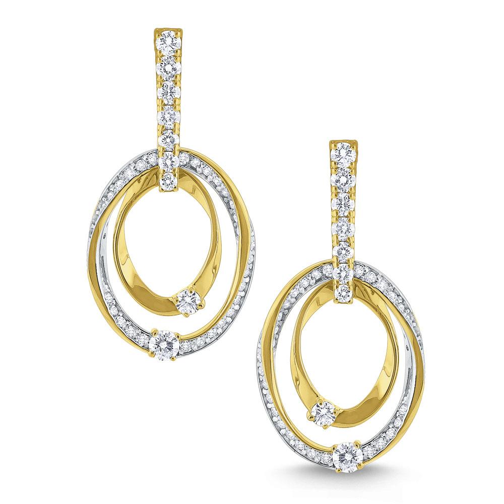 e6533 kc design diamond double ring earrings set in 14 kt. gold