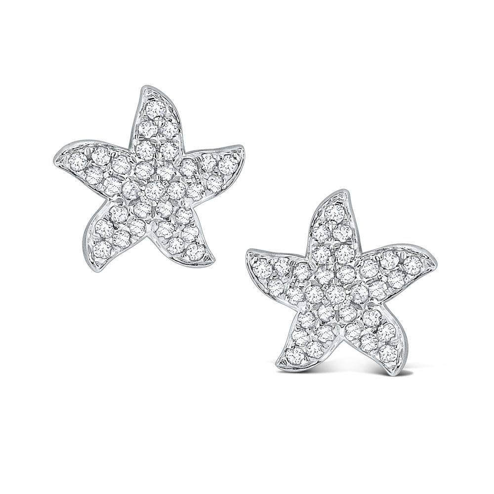 e6558 kc design diamond starfish stud earrings set in 14 kt. gold