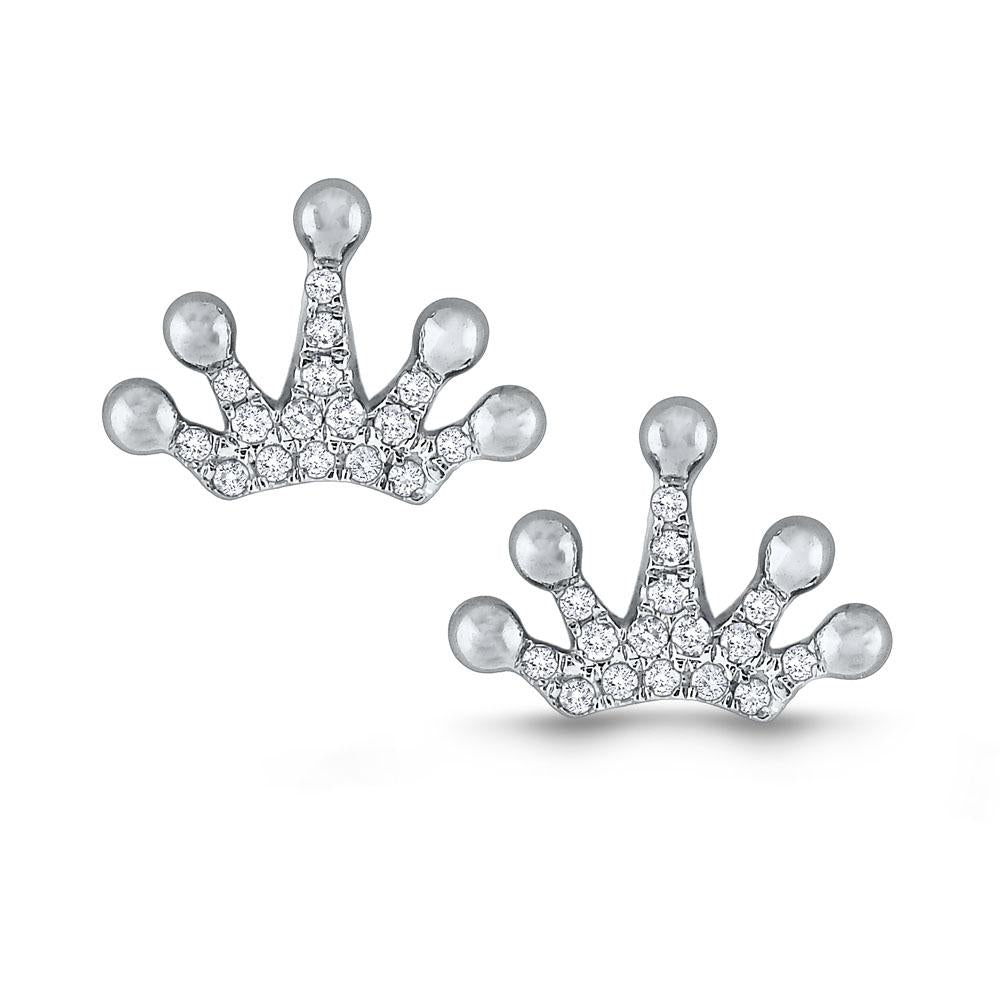 e6569 kc design diamond crown stud earrings set in 14 kt. gold