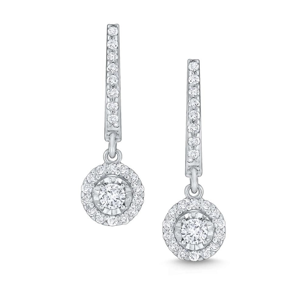 e6908 kc design round halo diamond drop earrings set in 14 kt. gold