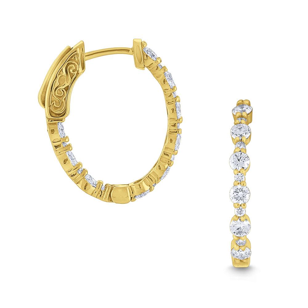 e6923 kc design diamond oval hoop earrings set in 14 kt. gold