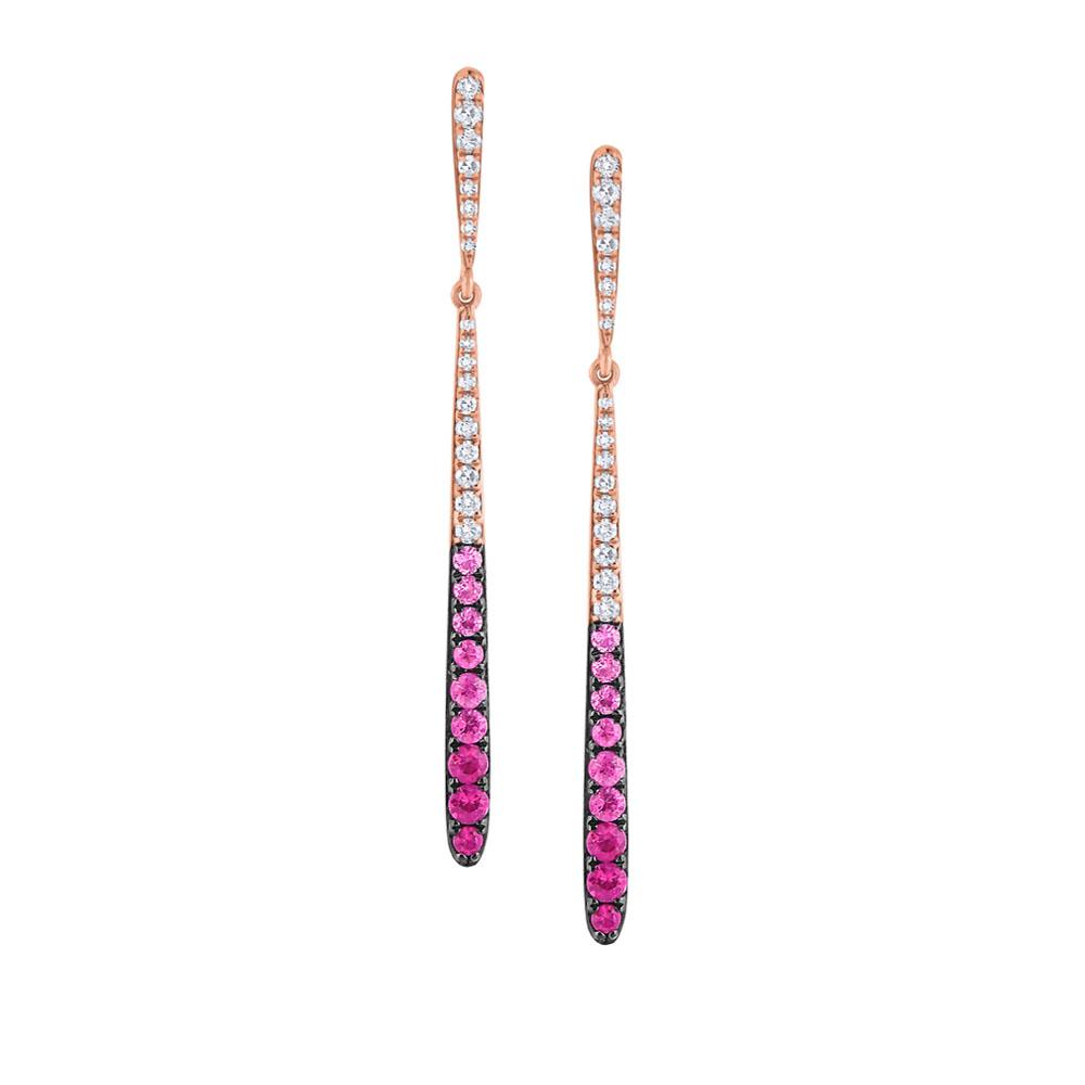 e7038 kc design pink sapphire & diamond ombré earrings set in 14 kt. gold