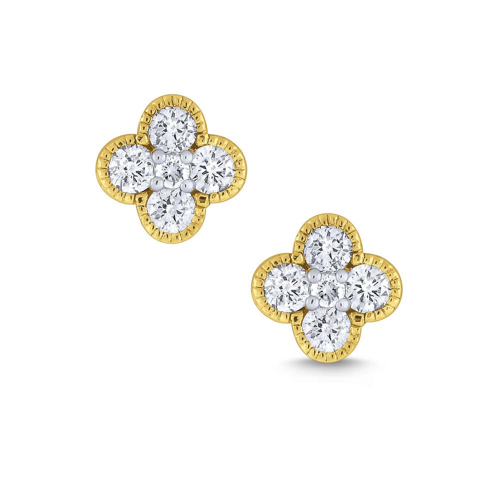e7119 kc design gold and diamond clover stud earrings