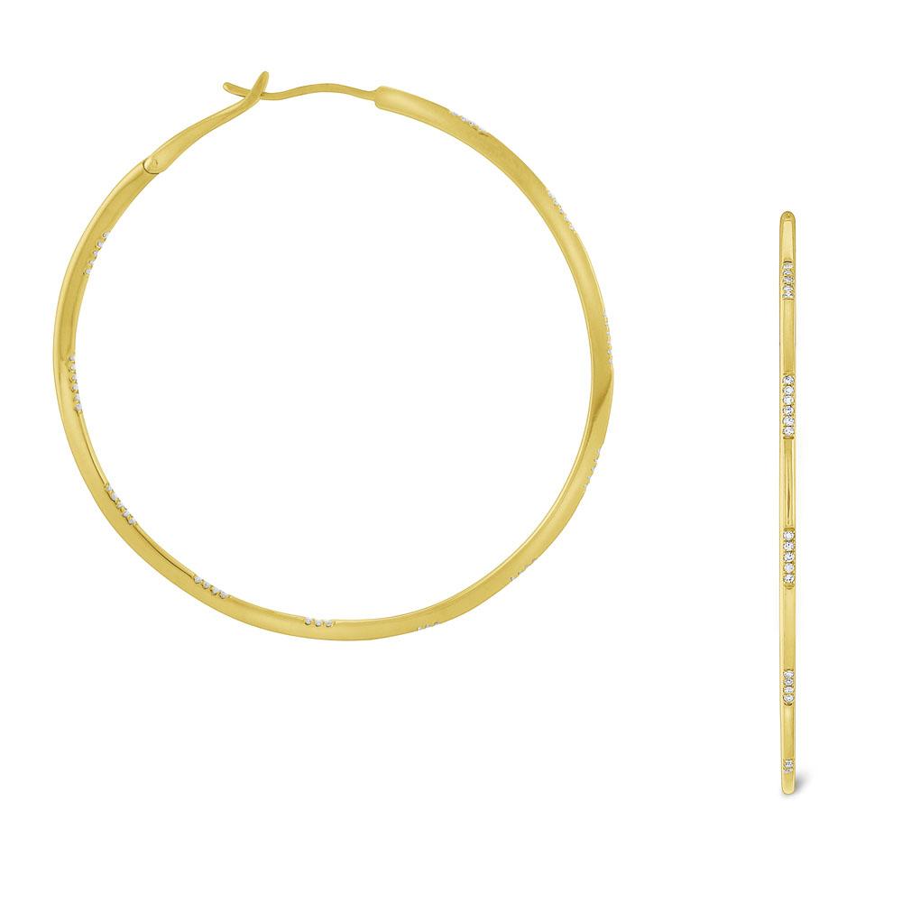 e7129 kc design diamond hoop earrings set in 14 kt. gold