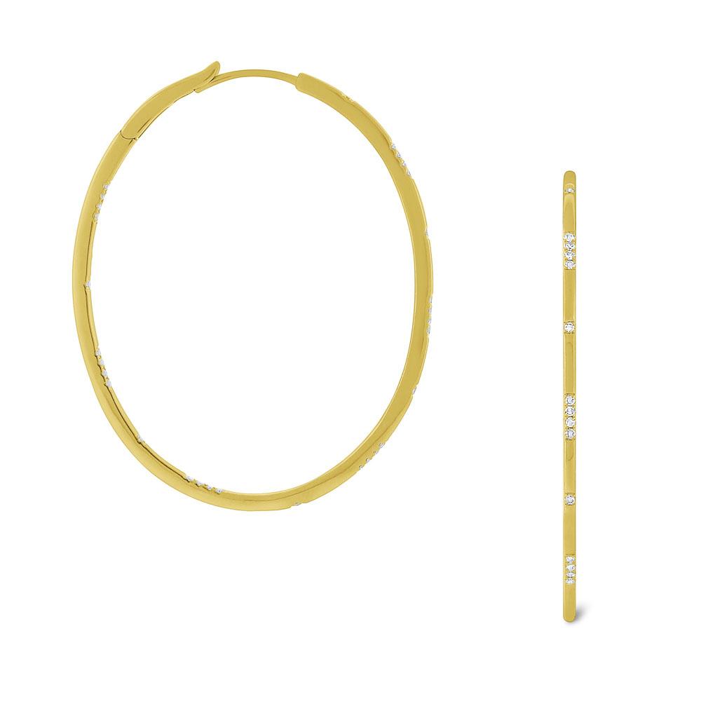 e7132 kc design diamond oval shaped inside-outside hoop earrings