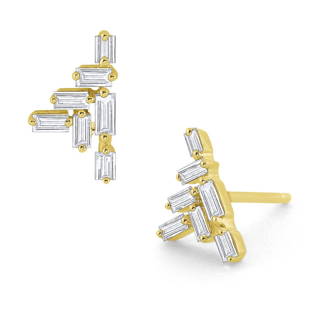 e7357 kc design diamond baguette stud earrings set in 14k gold