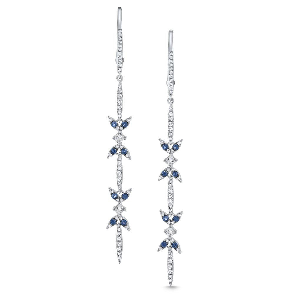 e7423 kc design blue sapphire & diamond earrings set in 14 kt. gold
