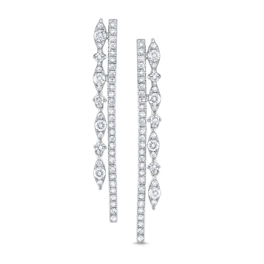 e7521 kc design diamond double line miracle marquise earrings set in 14 kt. gold