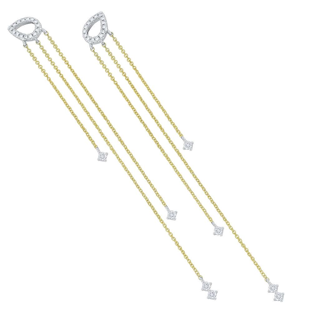 e7532 kc design diamond hanging chain earrings set in 14 kt. gold