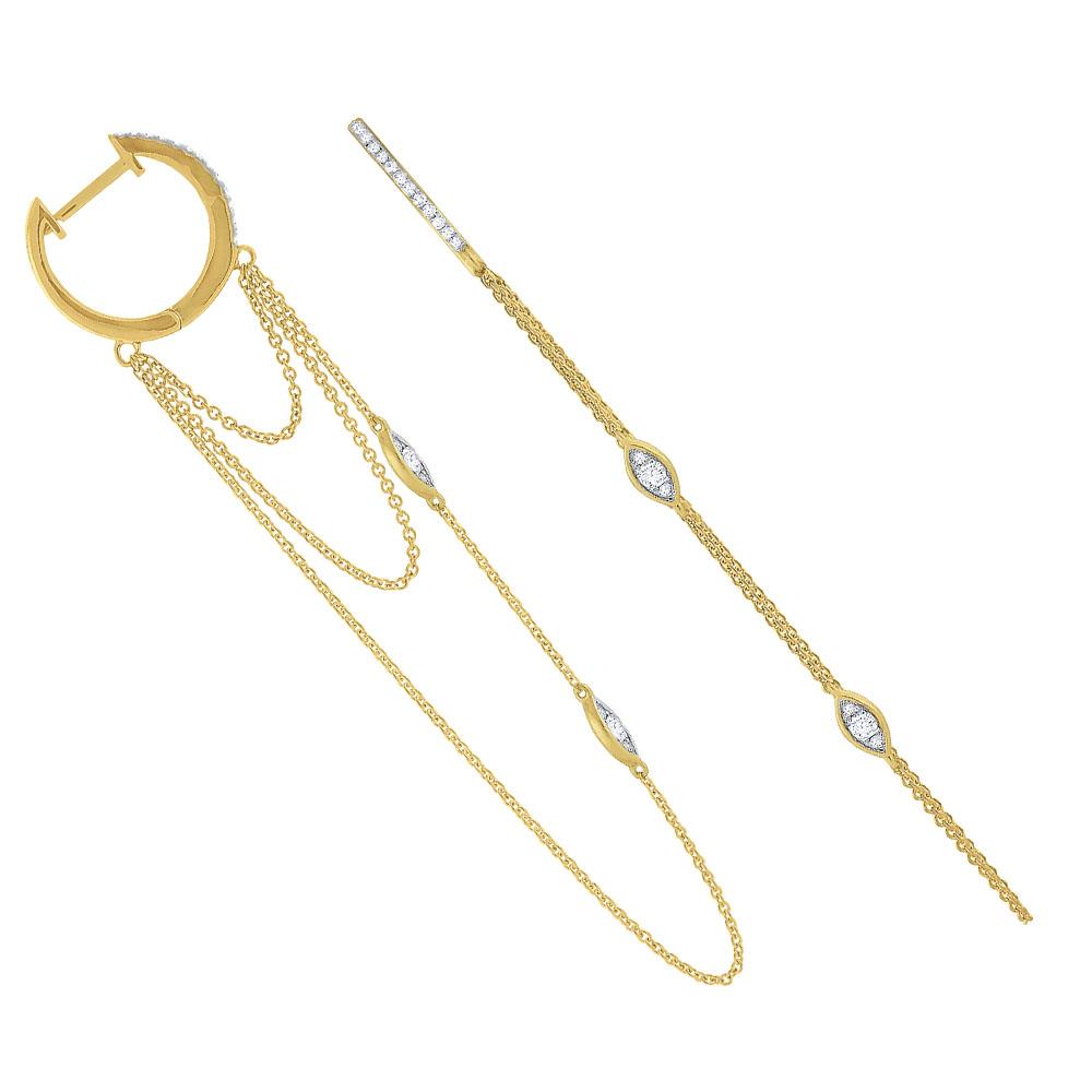 e7536 kc design diamond layered chain earrings set in 14 kt. gold