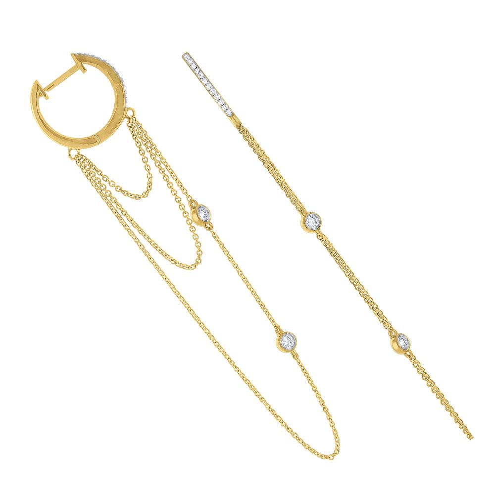 e7537 kc design diamond layered chain earrings set in 14 kt. gold