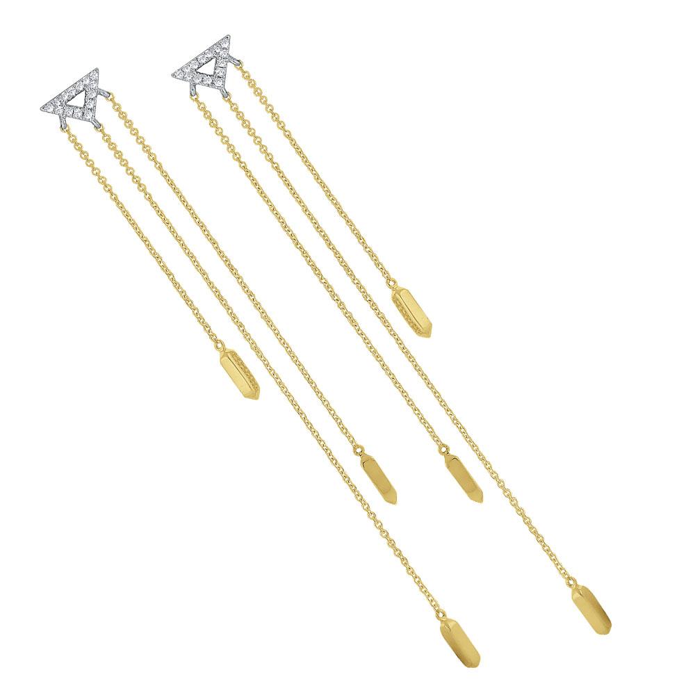 e7553 kc design diamond hanging chain earrings set in 14 kt. gold