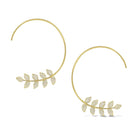 e7845 kc design gold and diamond arc earrings with leaf design