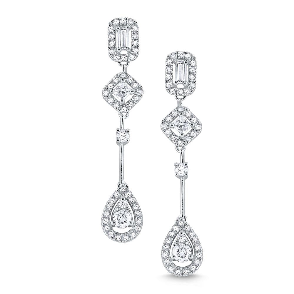 e7849 kc design 14k gold earrings accented with a mix of diamond shapes