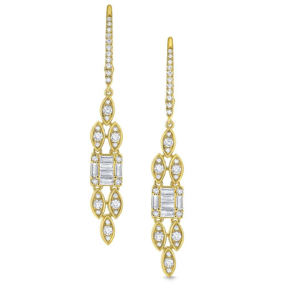e7856 kc design 14k gold and diamond mixed shape drop earrings