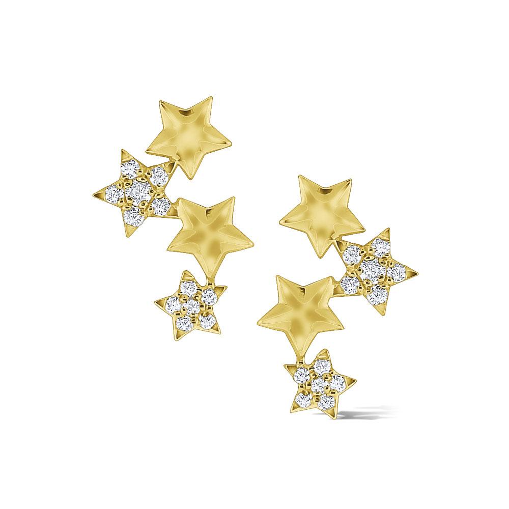e7862 kc design 14k gold and diamond star climber earrings