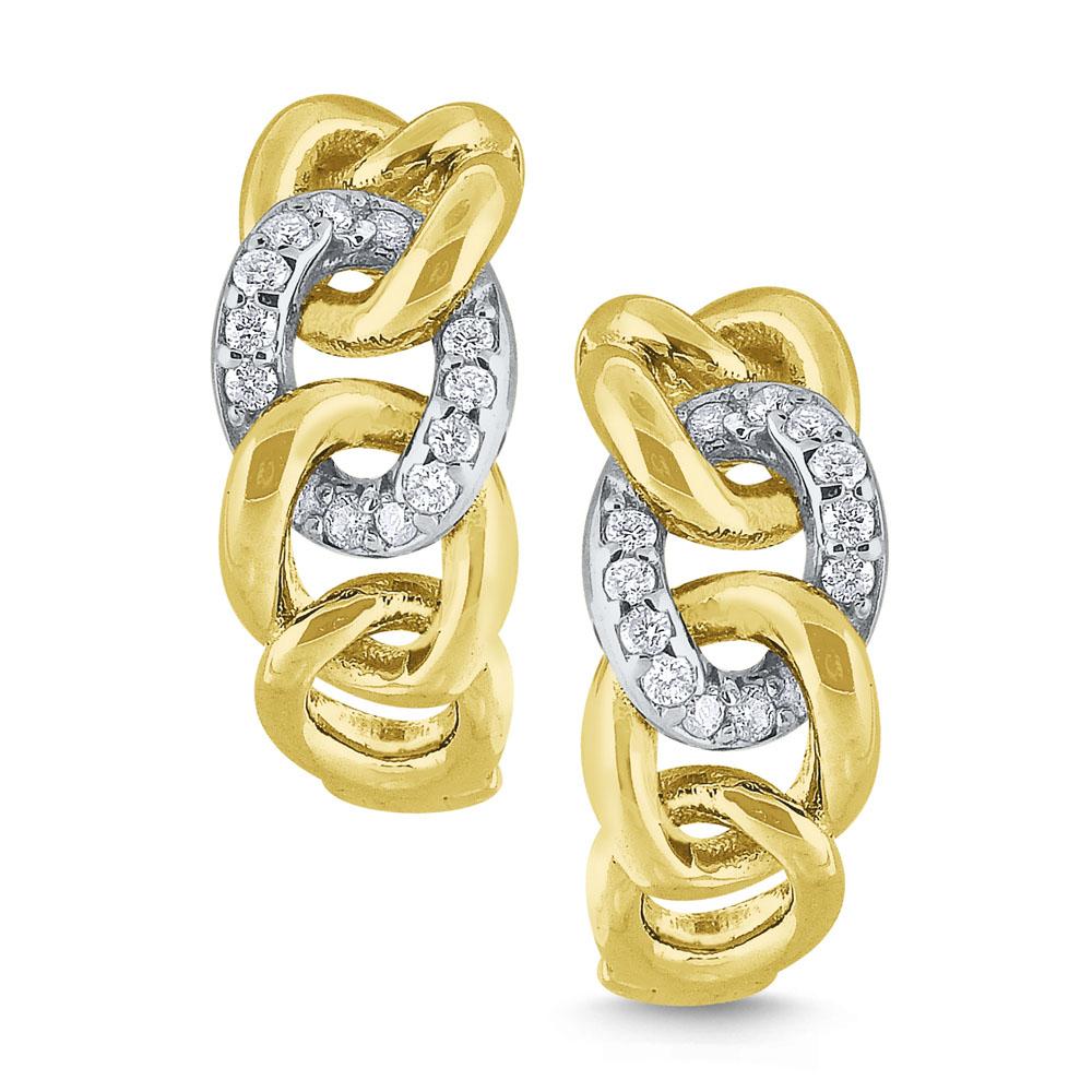 e7894 kc design 14k gold and diamond chain link hoop earrings