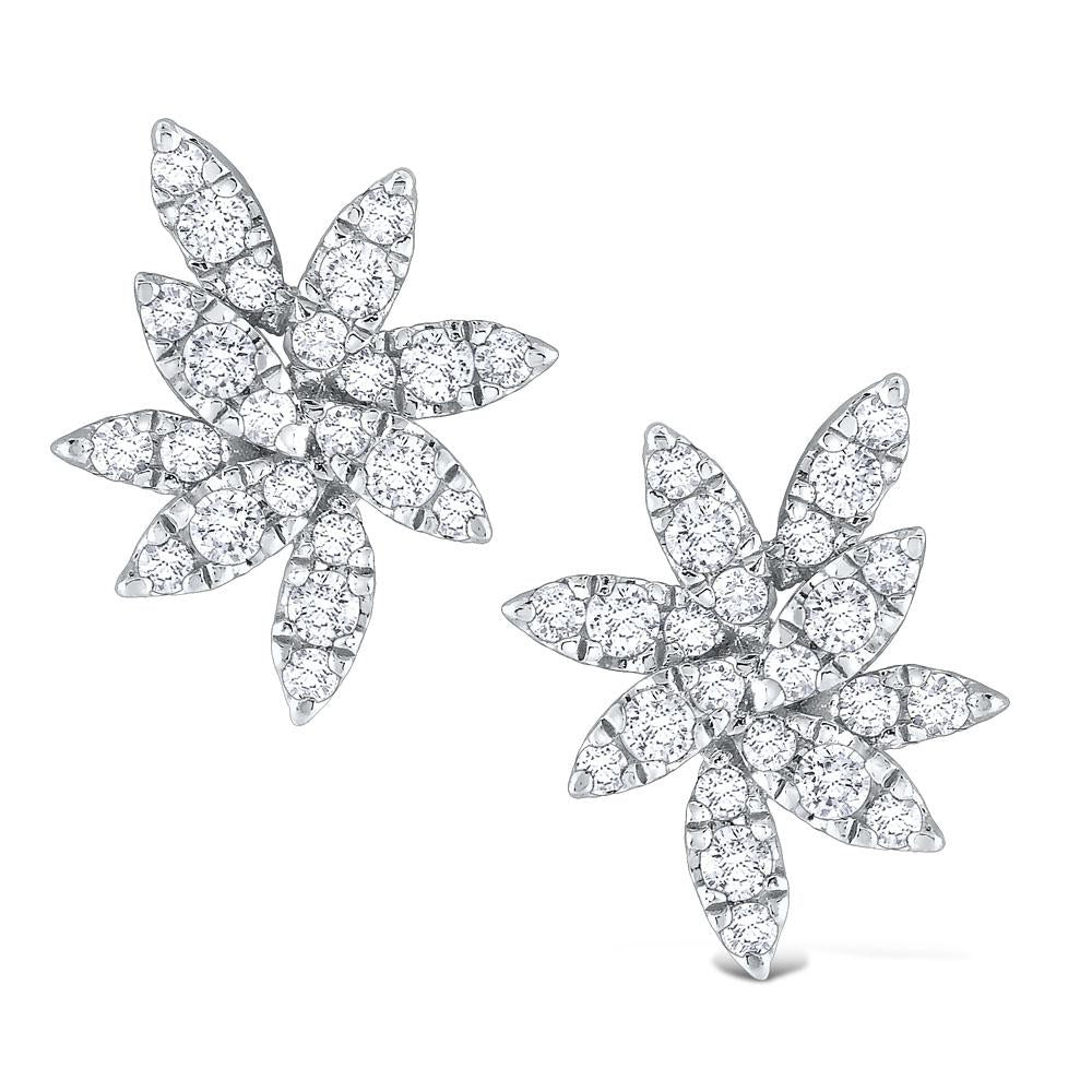 e8288 kc design gold and diamond cluster leaf earrings