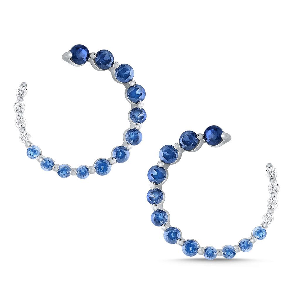 e8655 kc design diamond and blue sapphire ombre arc earrings