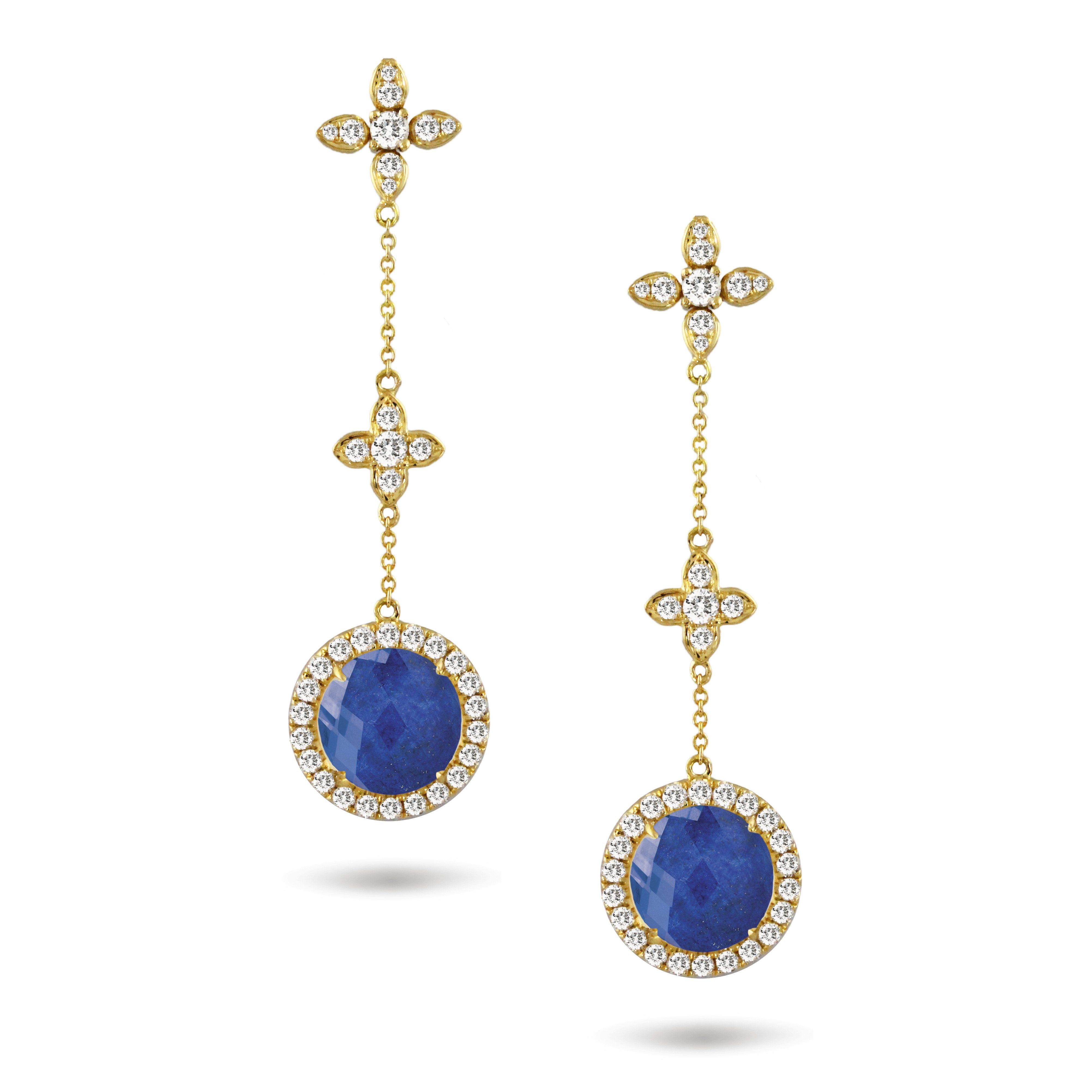 doves royal lapis collection 18k yellow gold diamond earring E8879LP