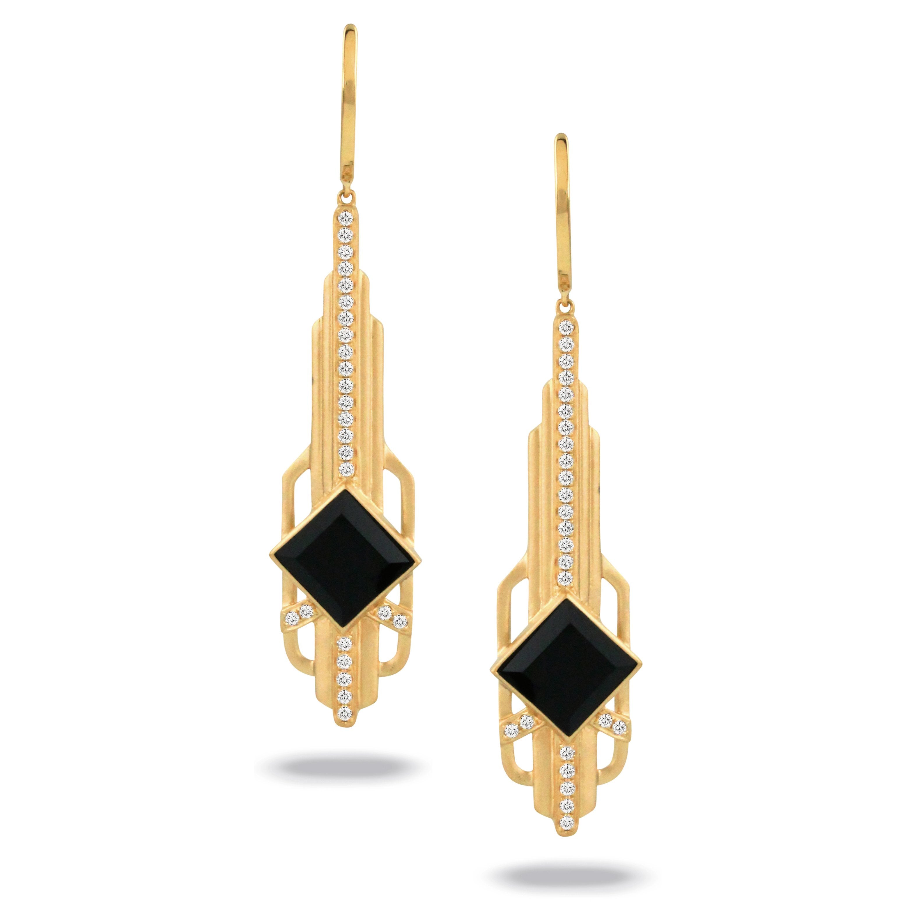 doves gatsby collection 18k yellow gold diamond earring E9120BO