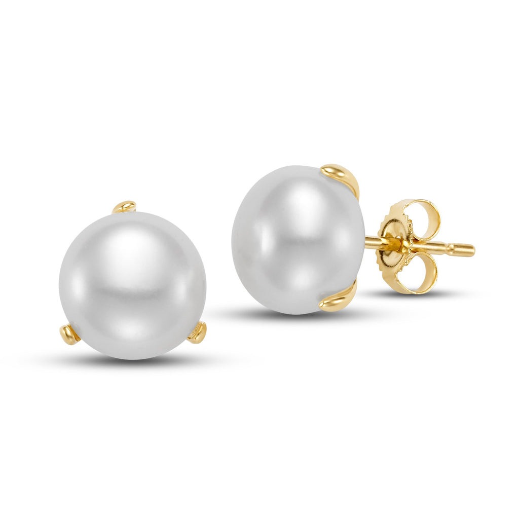 freshwater pearl button stud earrings