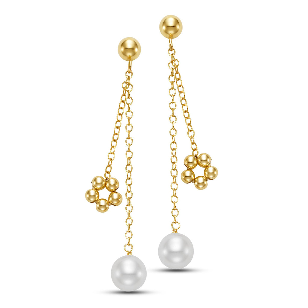 beaded charm pearl drop earrings
