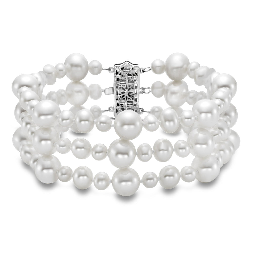 three row popcorn pearl strand bracelet