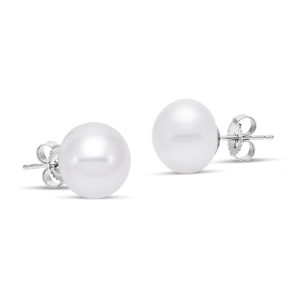 freshwater pearl button stud earrings